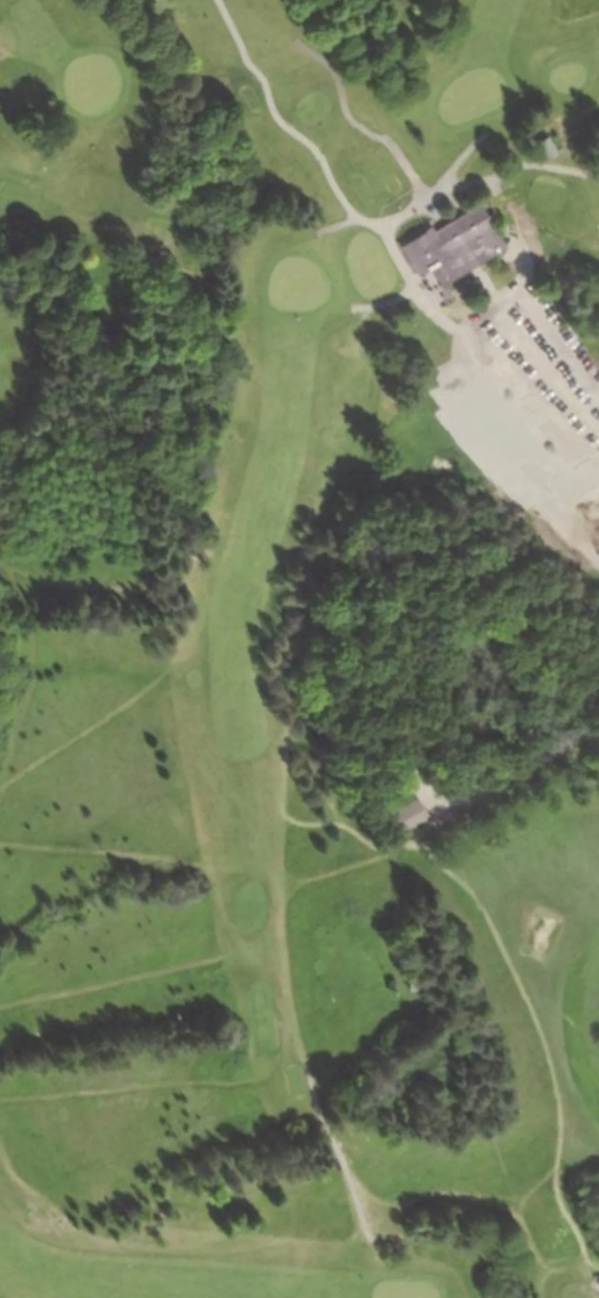 Dretzka Park GC hole 9 aerial preview, par 4, 424 yards