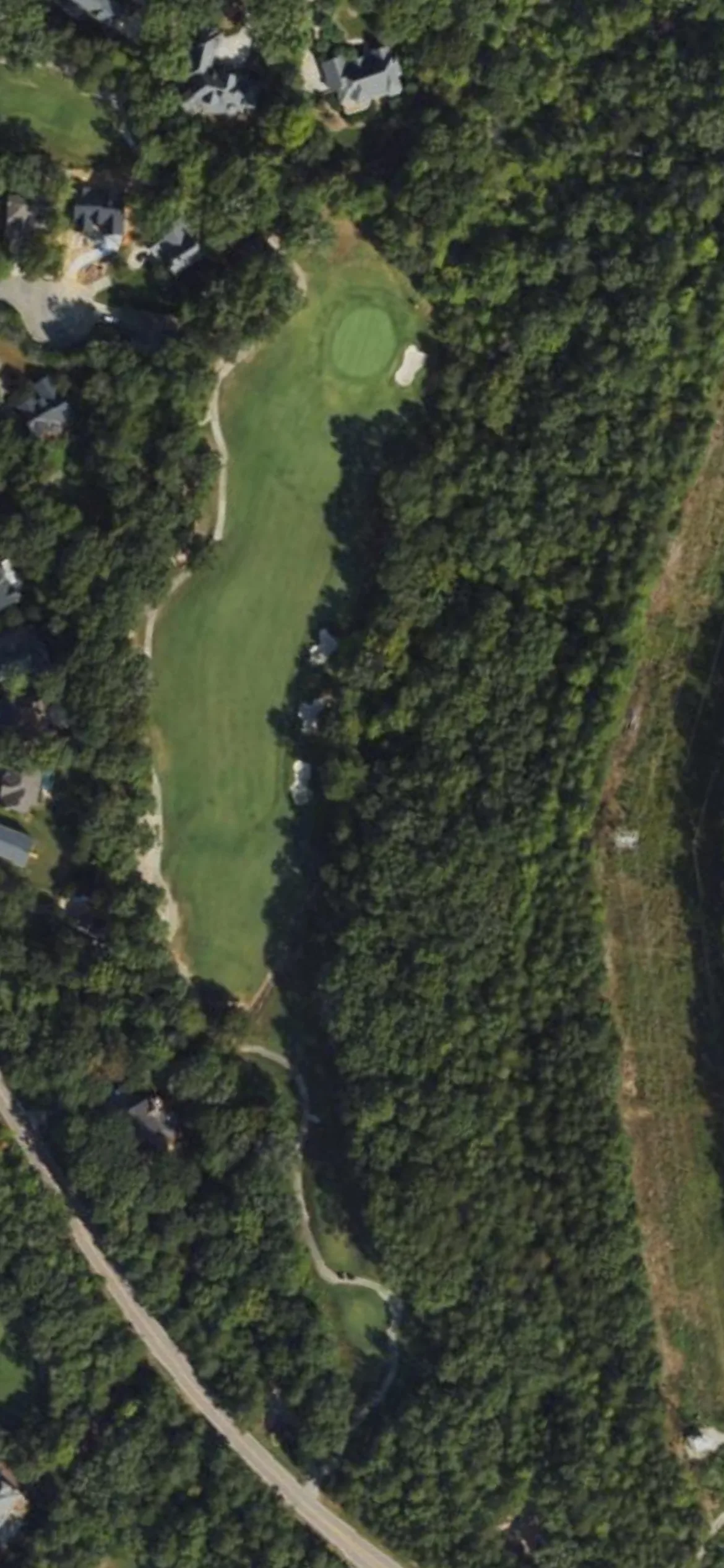 Treyburn CC hole 5 aerial preview, par 4, 403 yards