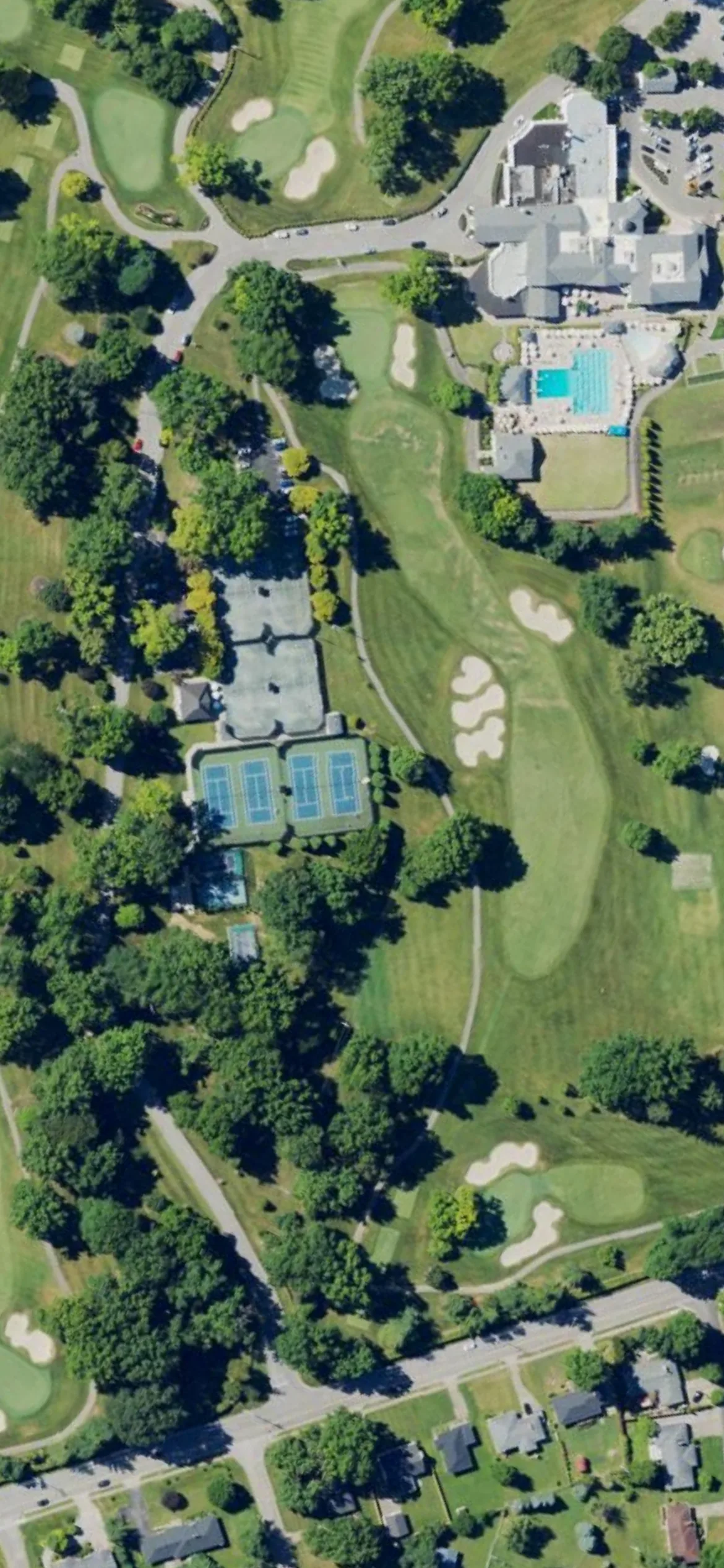 Big Spring Country Club hole 18 aerial preview, par 4, 435 yards