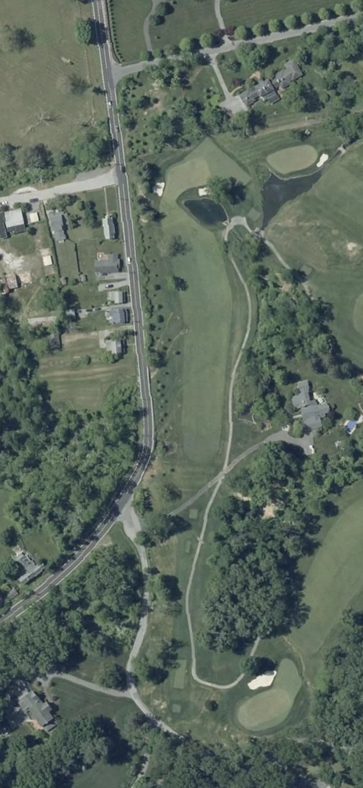 Green Spring Valley Hunt Club hole 8 aerial preview, par 4, 420 yards