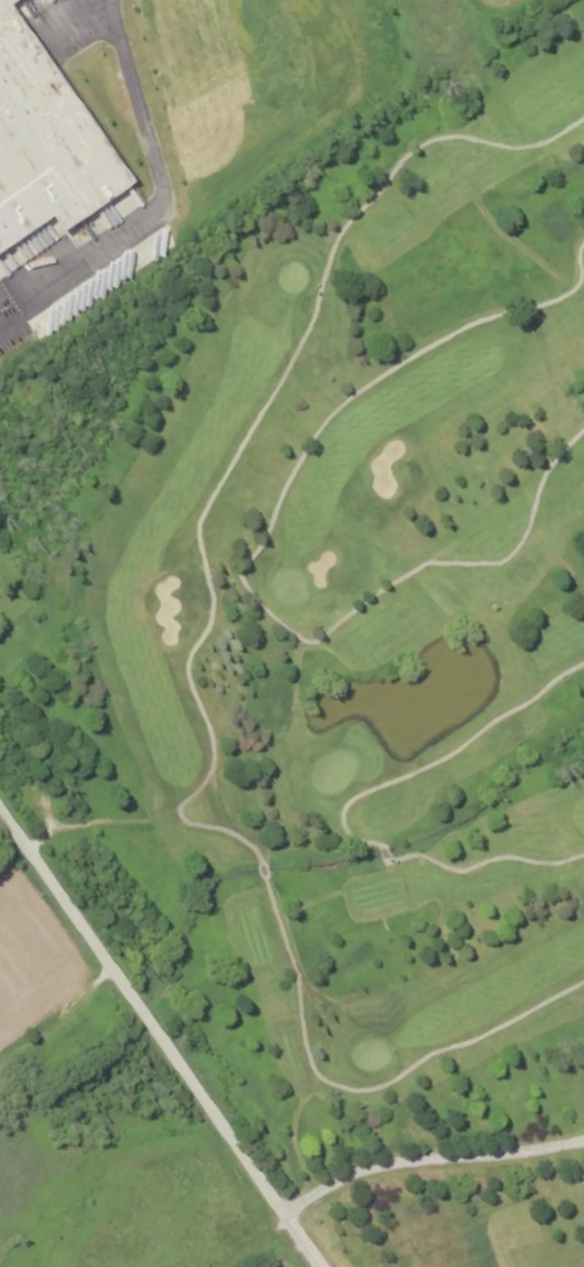 Oakwood Park Golf Course hole 2 aerial preview, par 5, 610 yards