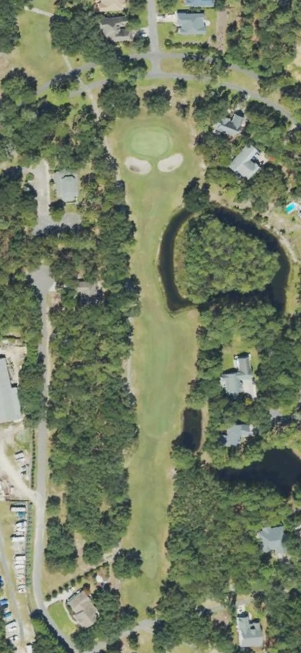 Lockwood Folly CC hole 4 aerial preview, par 4, 365 yards