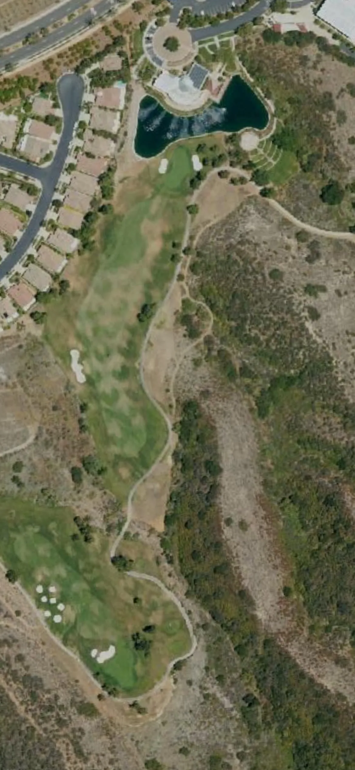 Glen Ivy Golf Club hole 16 aerial preview, par 4, 436 yards