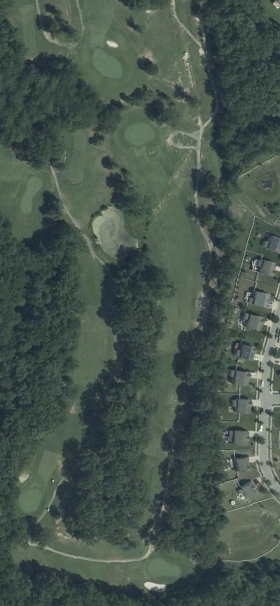 White Plains Golf Course hole 14 aerial preview, par 4, 385 yards