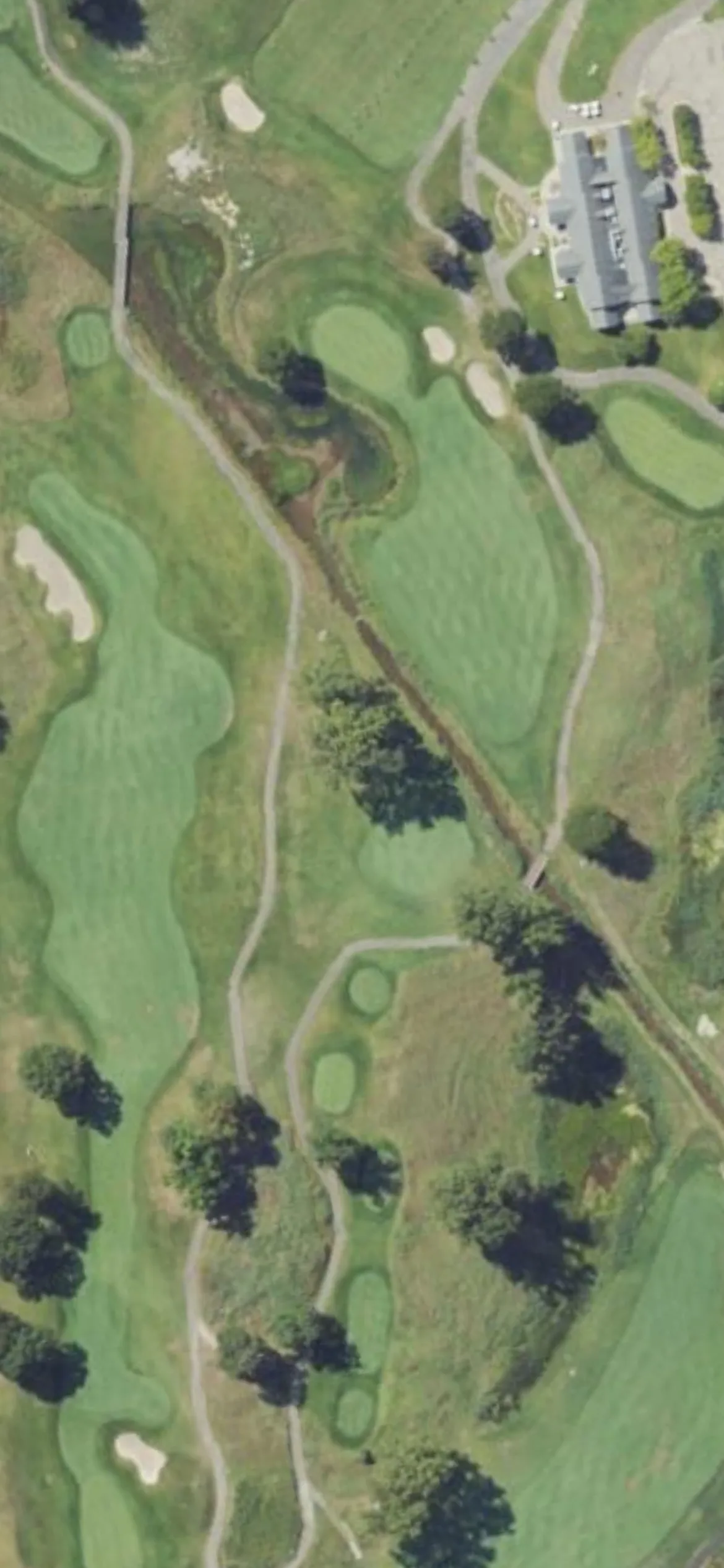Fieldstone GC hole 18 aerial preview, par 4, 326 yards