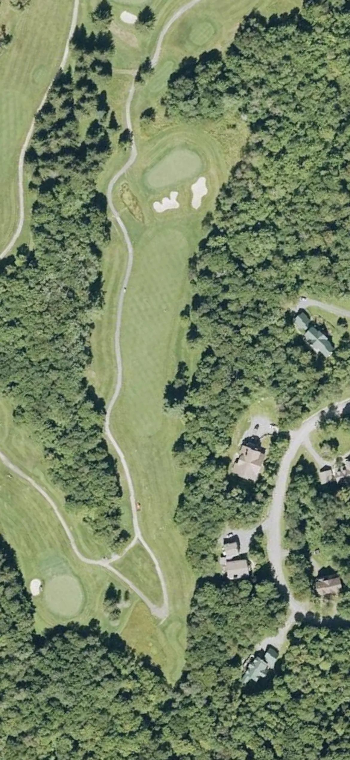 Mount Snow Country Club hole 13 aerial preview, par 4, 374 yards