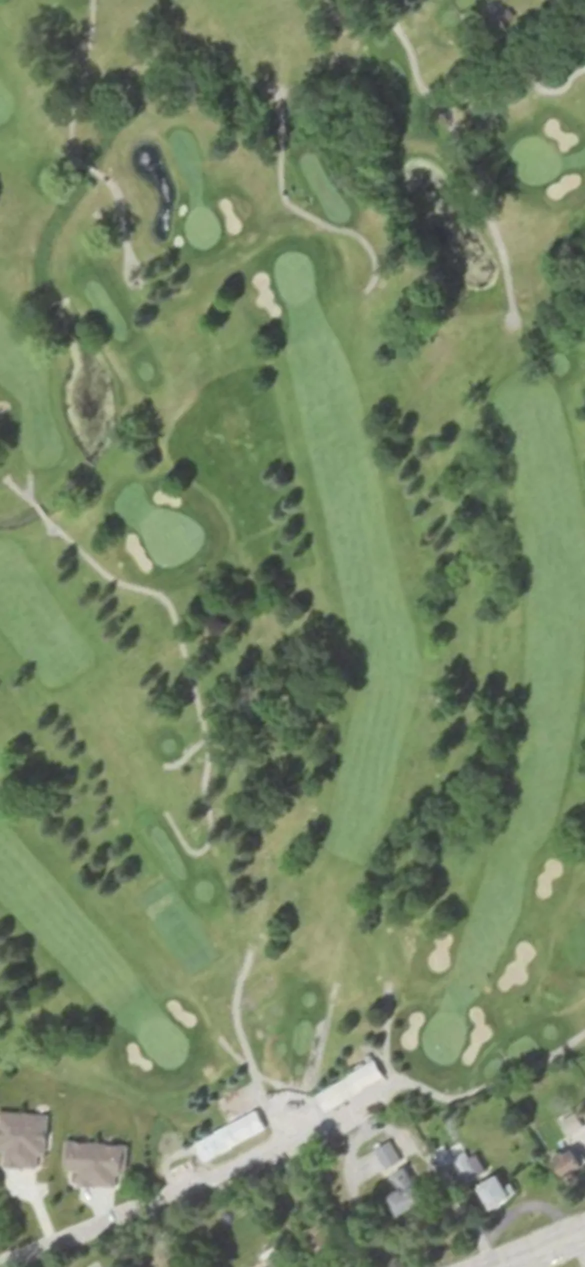 Meadowbrook Country Club hole 16 aerial preview, par 4, 401 yards