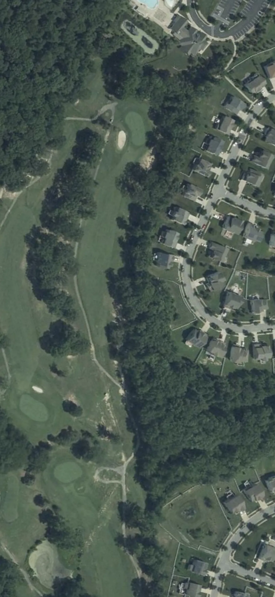 White Plains Golf Course hole 15 aerial preview, par 4, 411 yards