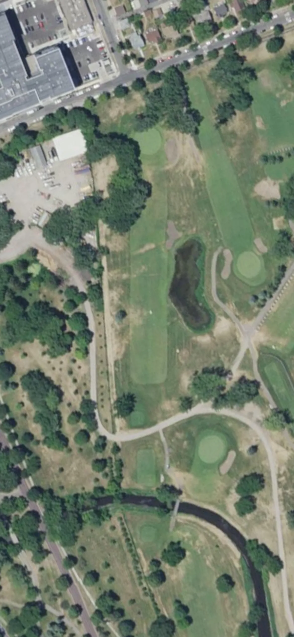 Hiawatha Golf Club hole 14 aerial preview, par 4, 350 yards