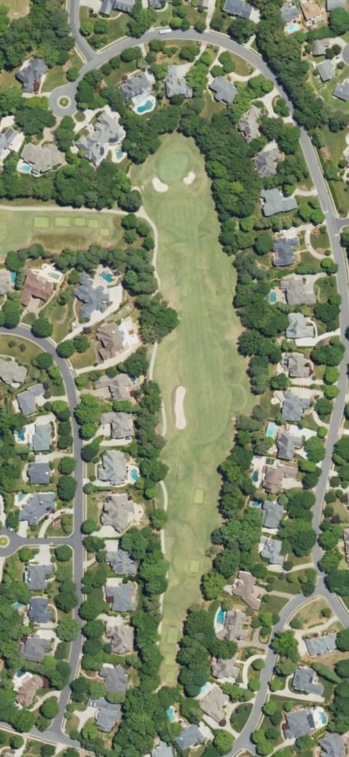 Ballantyne CC hole 15 aerial preview, par 4, 452 yards