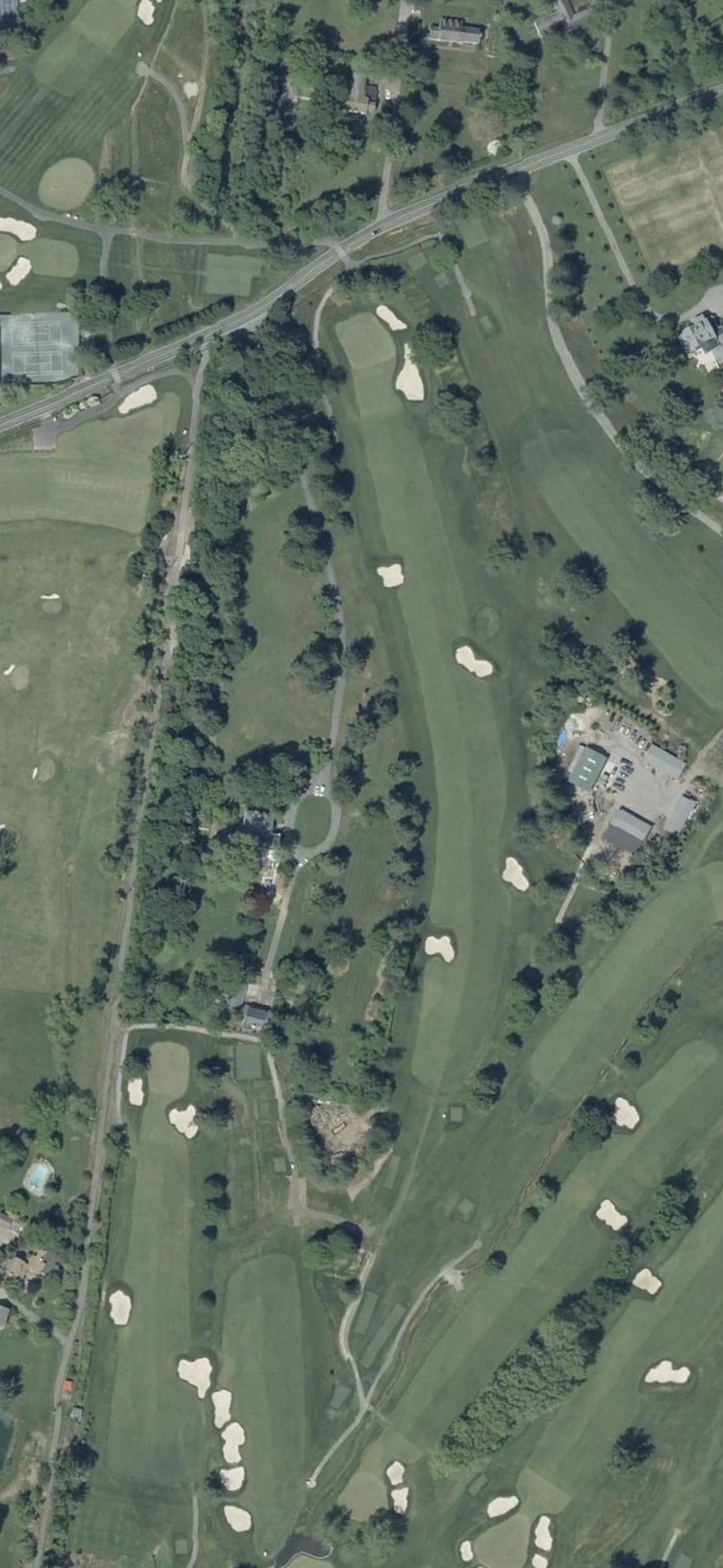 Green Spring Valley Hunt Club hole 17 aerial preview, par 5, 585 yards
