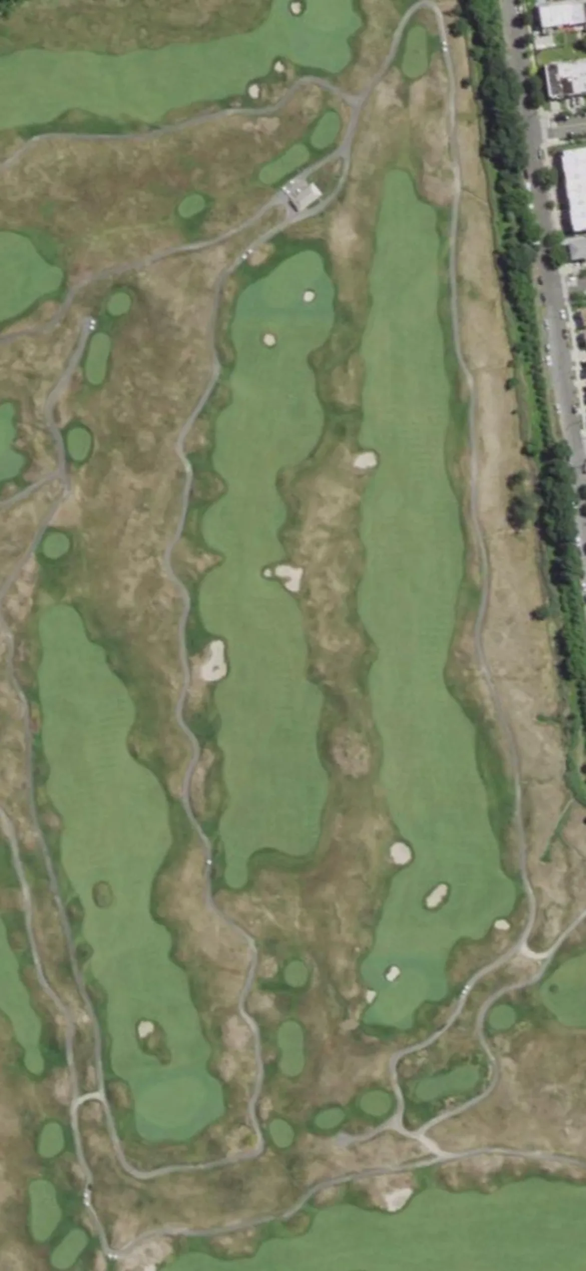 Bally's Golf Links at Ferry Point hole 14 aerial preview, par 4, 471 yards