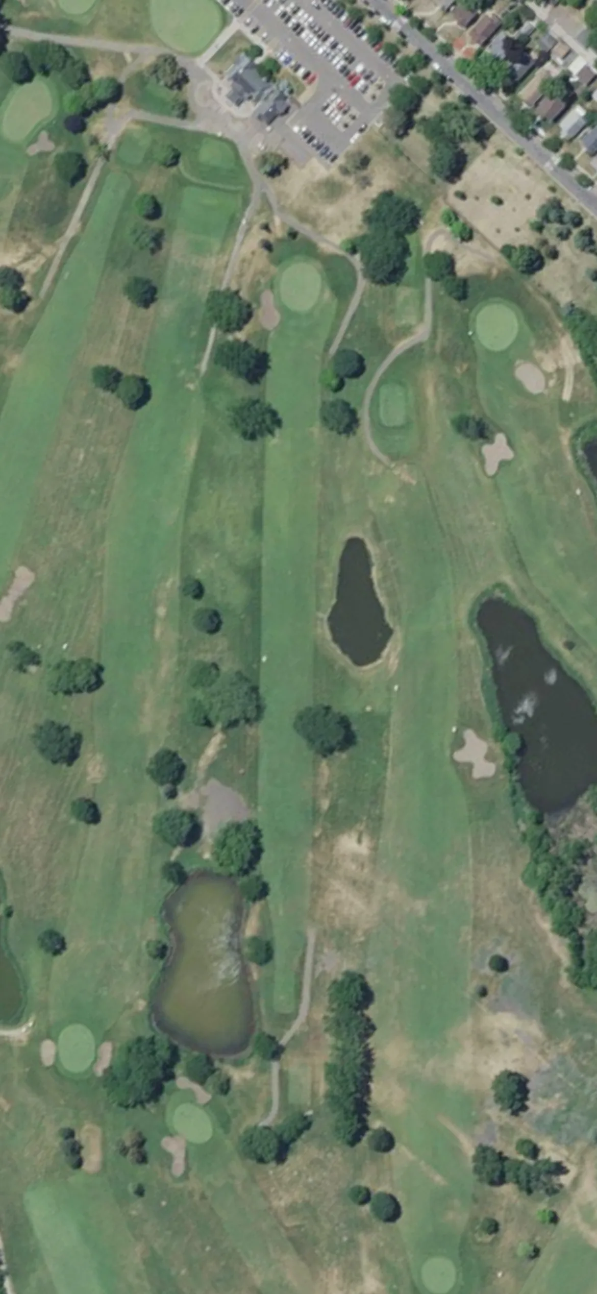 Hiawatha Golf Club hole 9 aerial preview, par 4, 418 yards