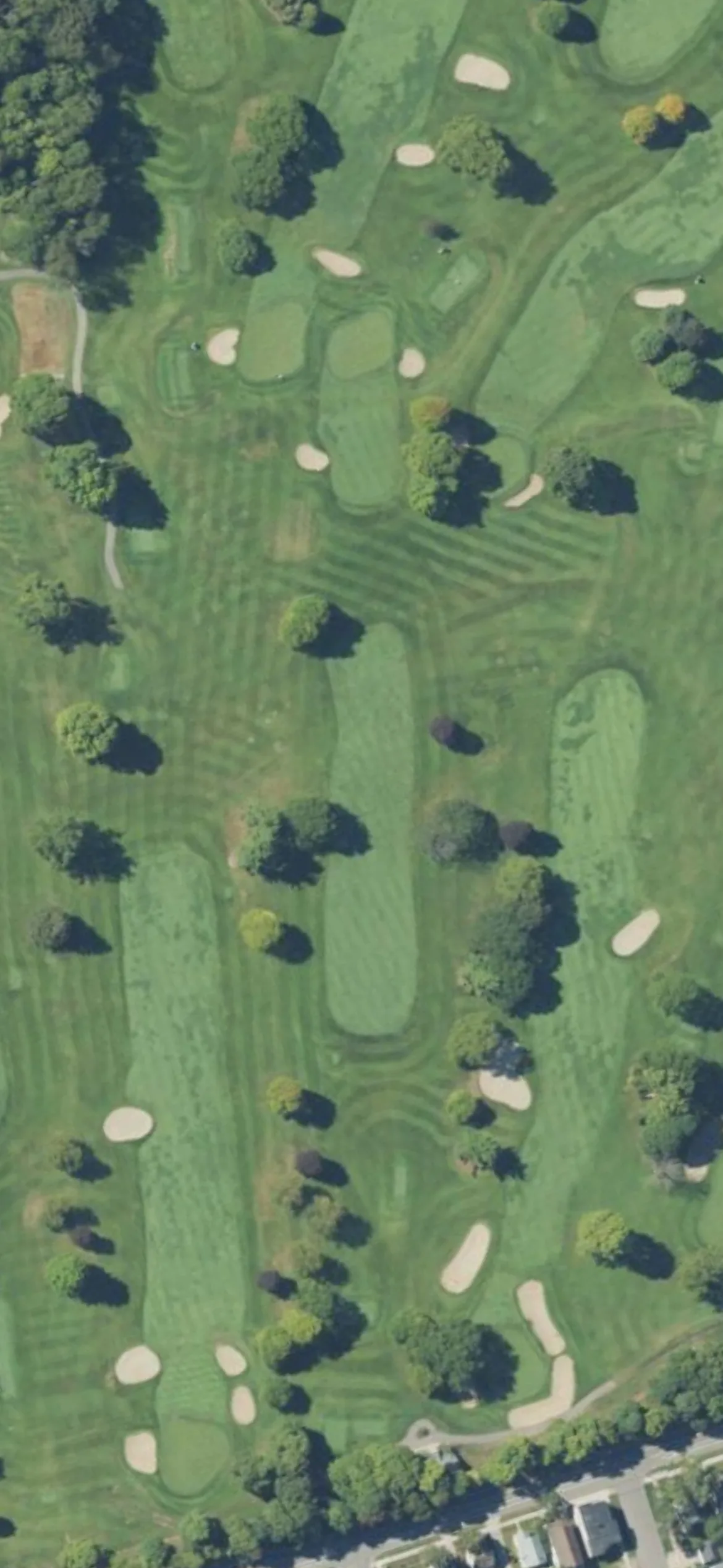 Kent Country Club hole 9 aerial preview, par 4, 418 yards