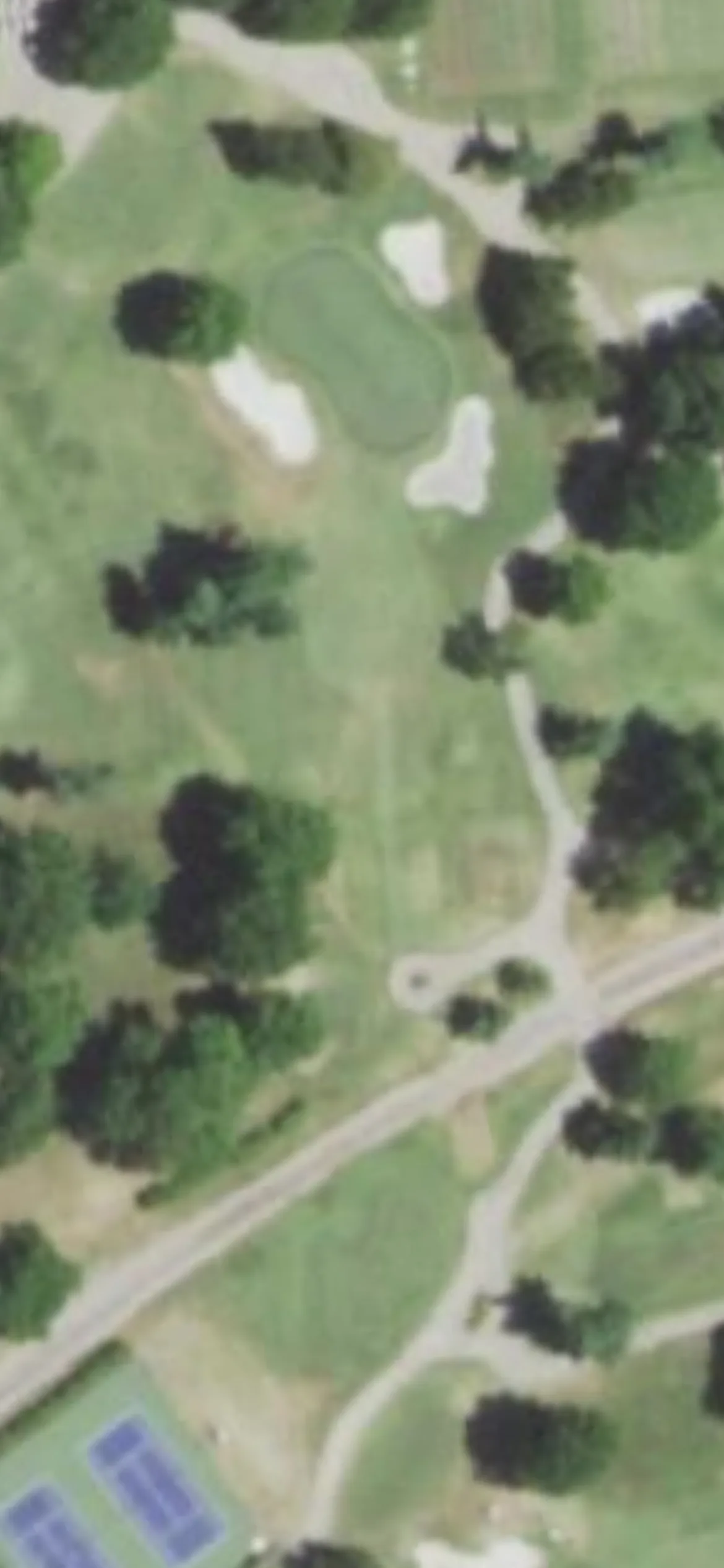 Twin Hills Golf & Country Club hole 18 aerial preview, par 3, 187 yards