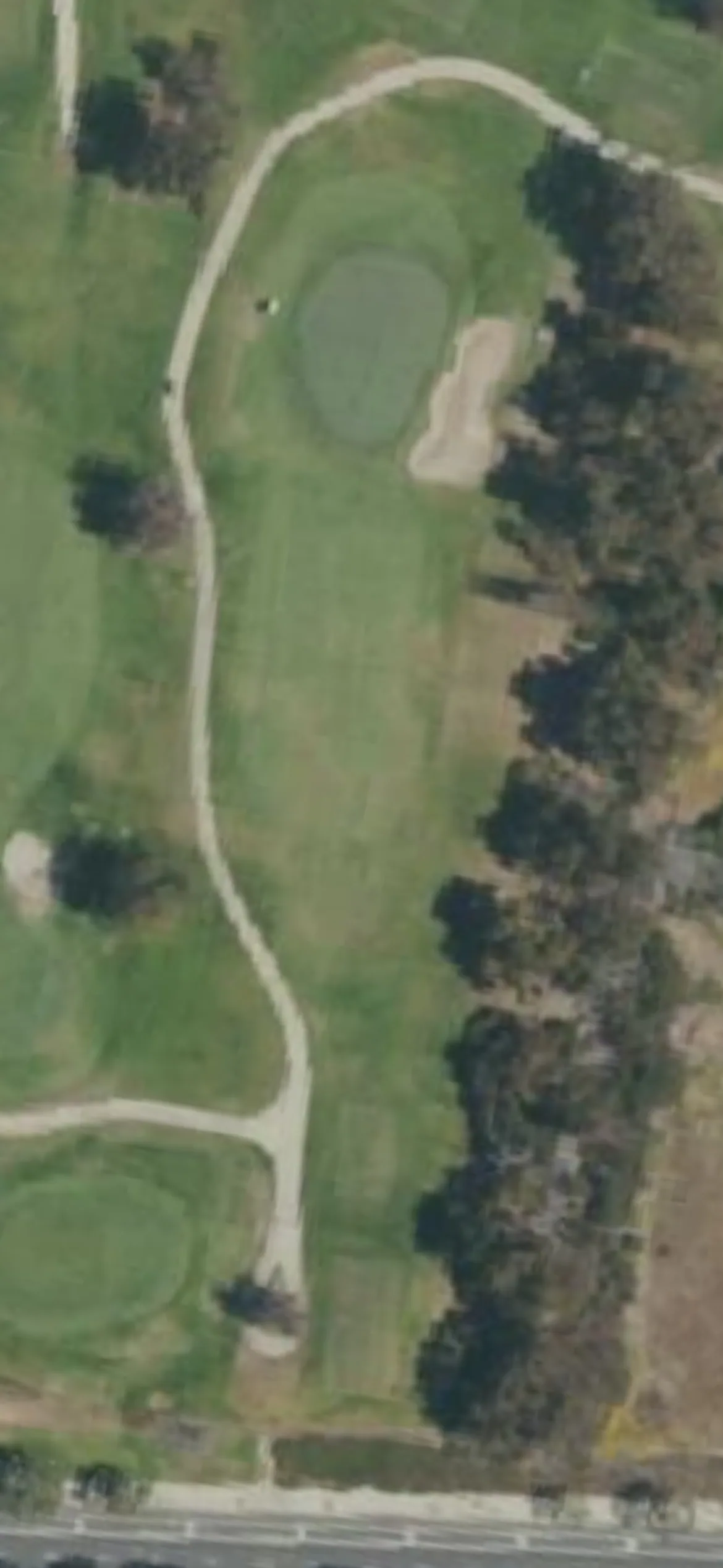 Westchester Golf Course hole 14 aerial preview, par 3, 150 yards