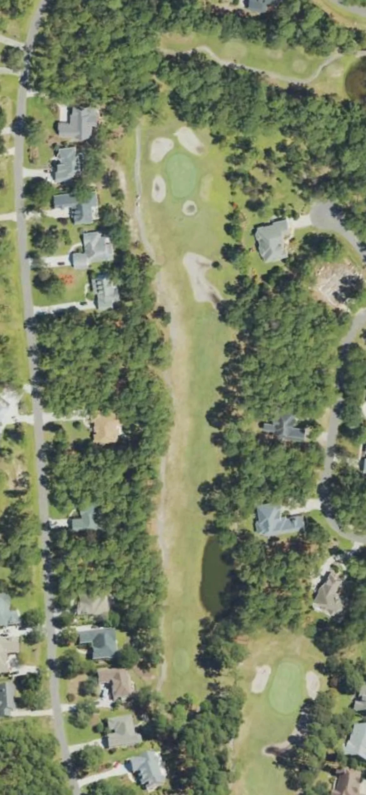 Lockwood Folly CC hole 14 aerial preview, par 4, 361 yards
