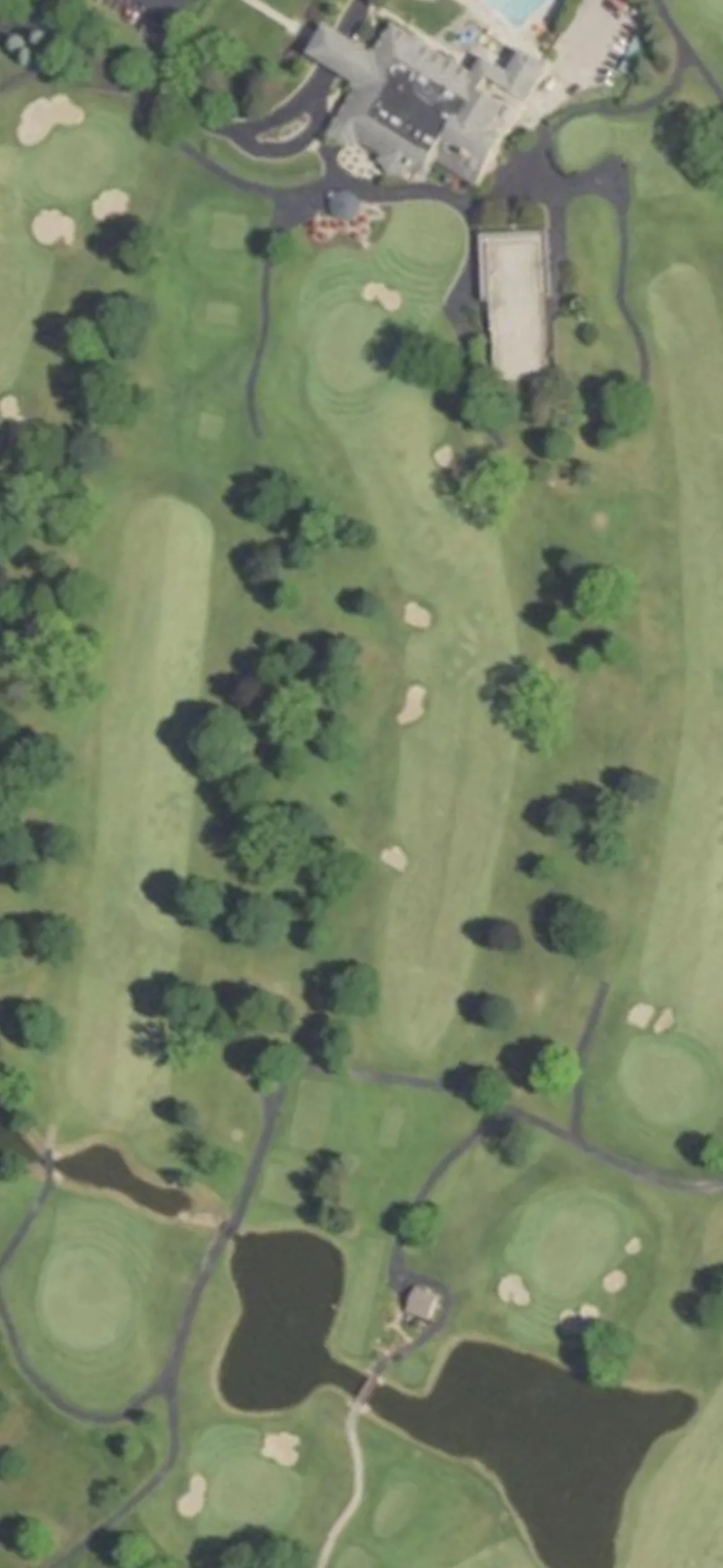The Wisconsin Country Club hole 9 aerial preview, par 4, 368 yards