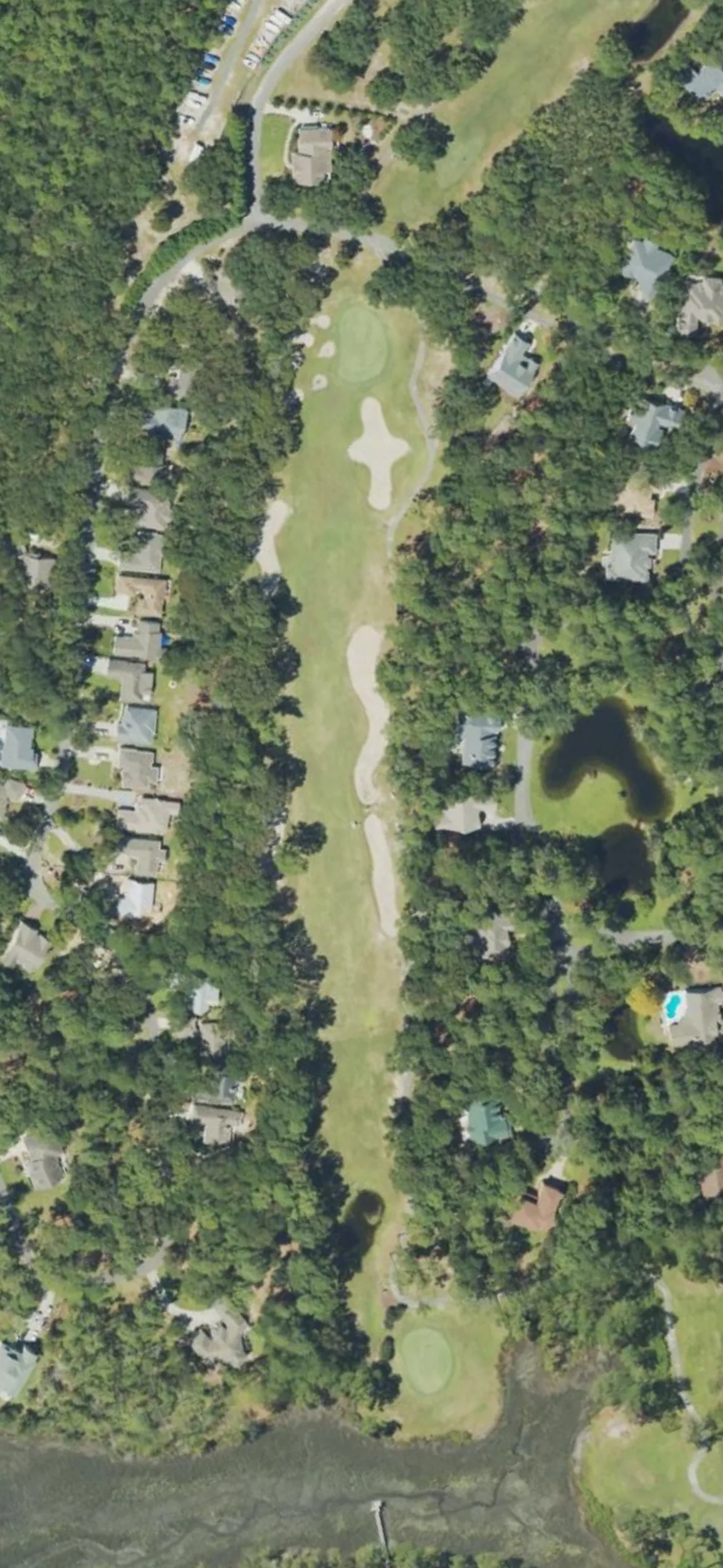 Lockwood Folly CC hole 3 aerial preview, par 5, 458 yards