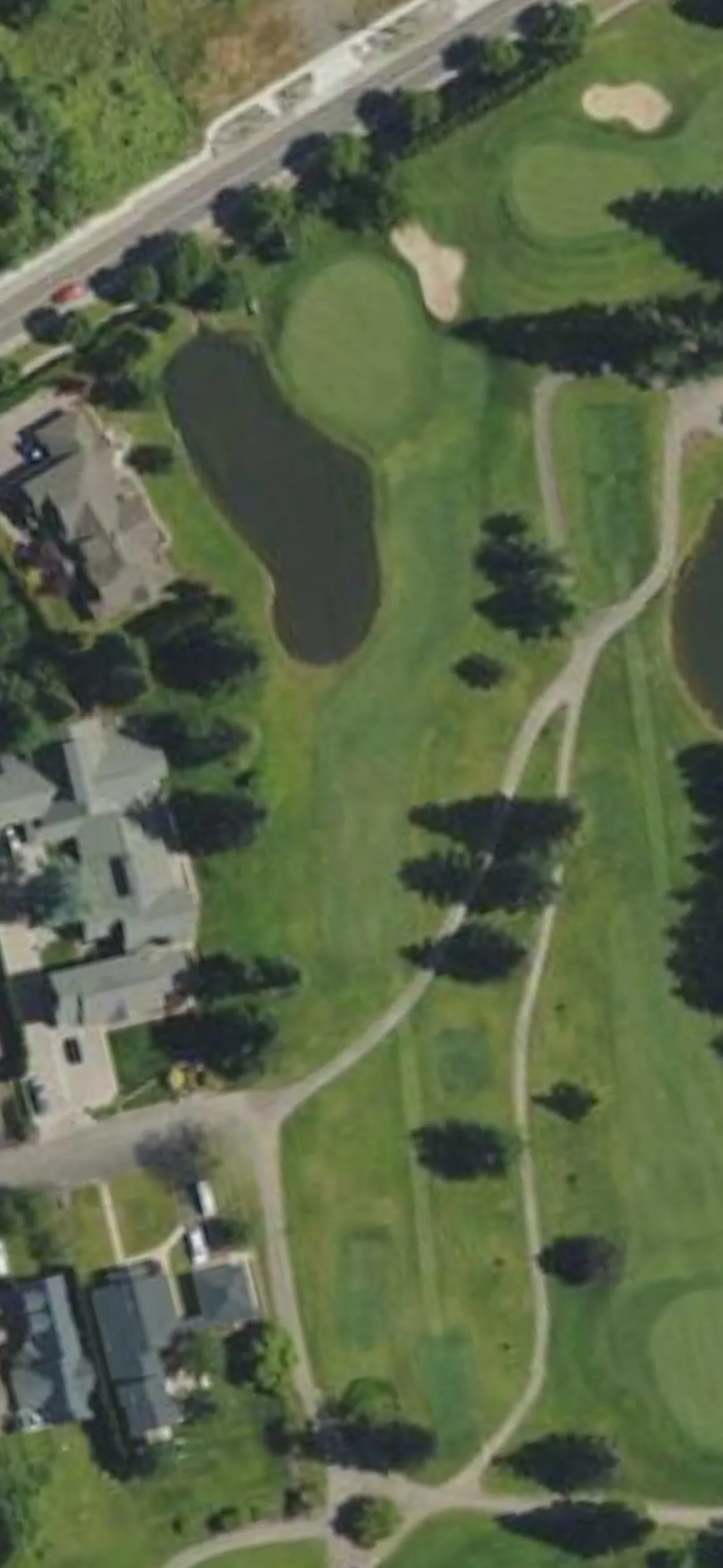 Corvallis Club hole 17 aerial preview, par 3, 195 yards