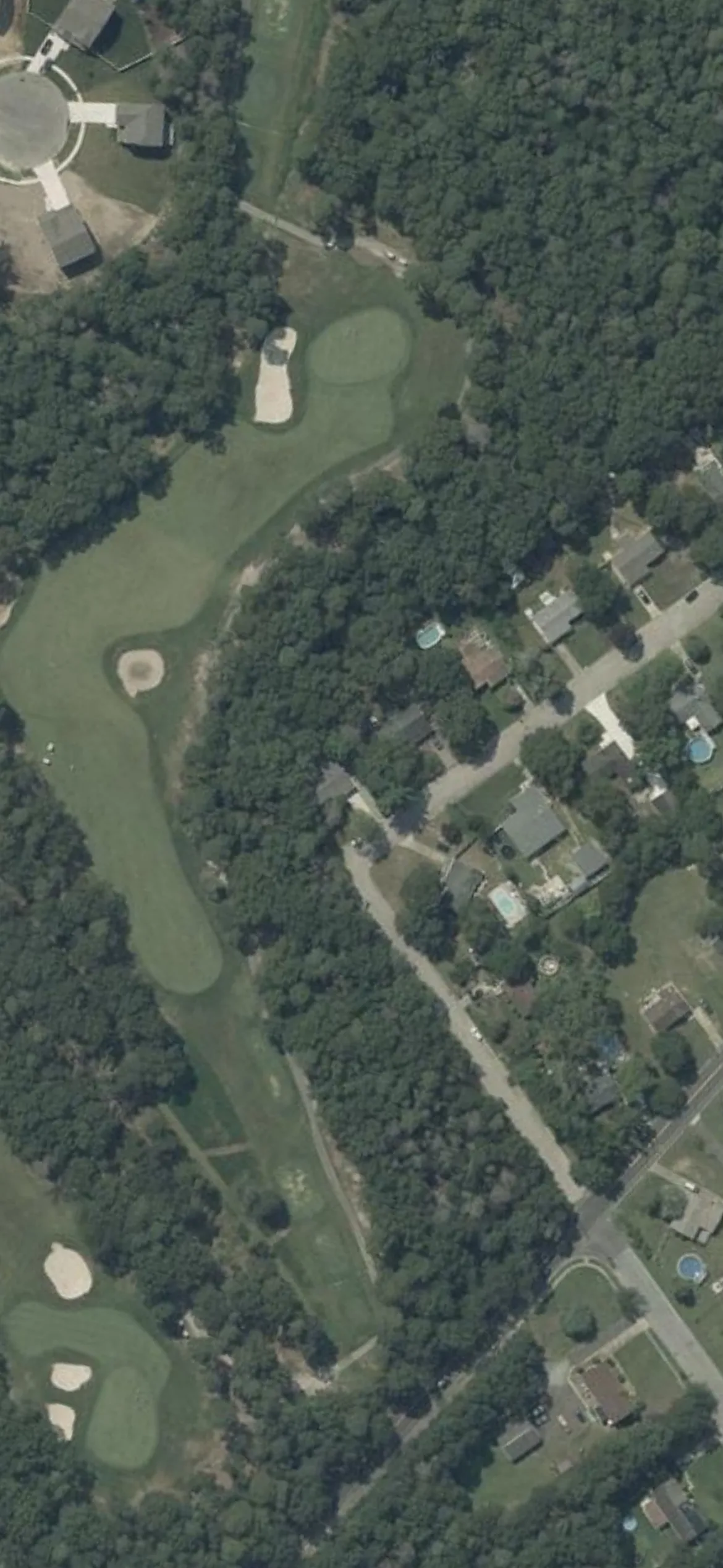 Harbor Pines GC hole 4 aerial preview, par 4, 391 yards
