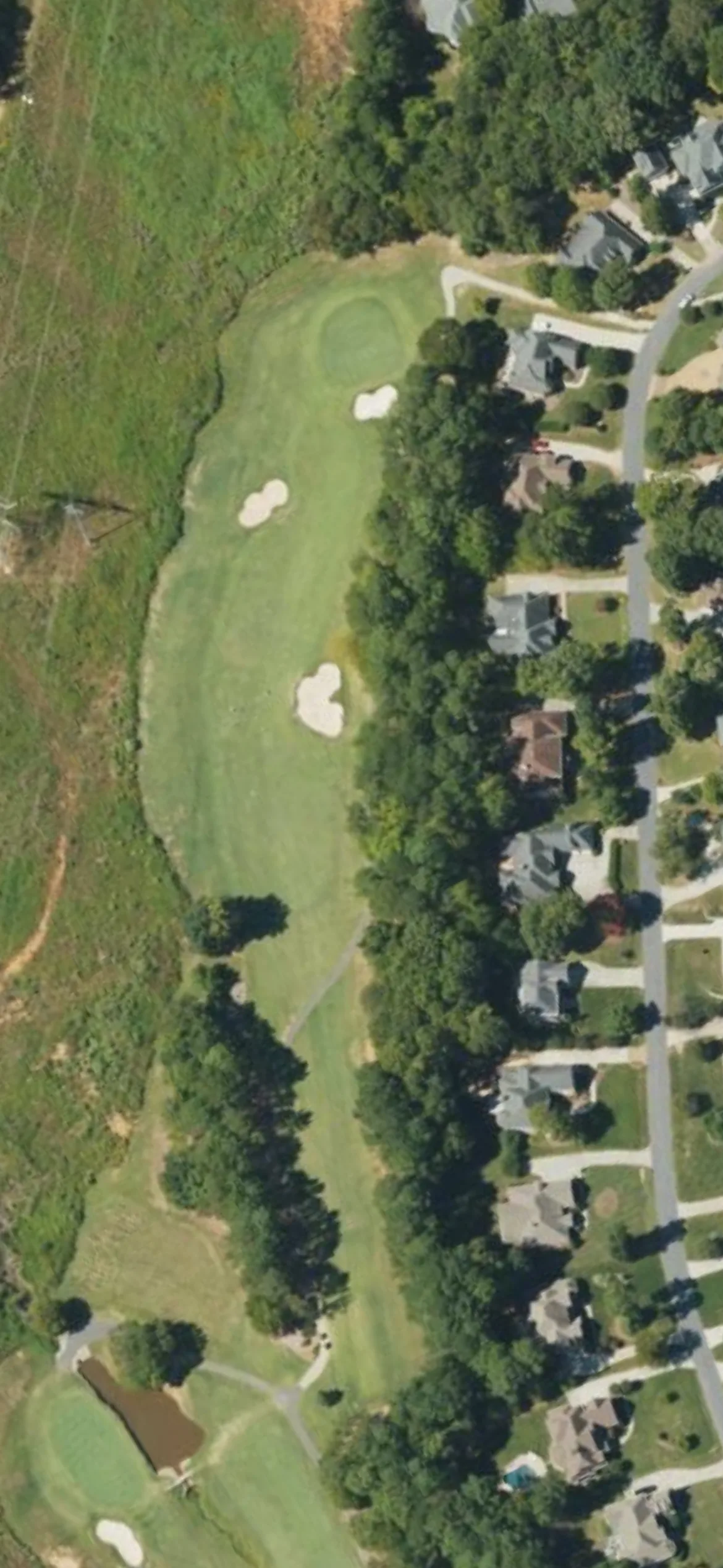 Cowans Ford CC hole 14 aerial preview, par 4, 345 yards