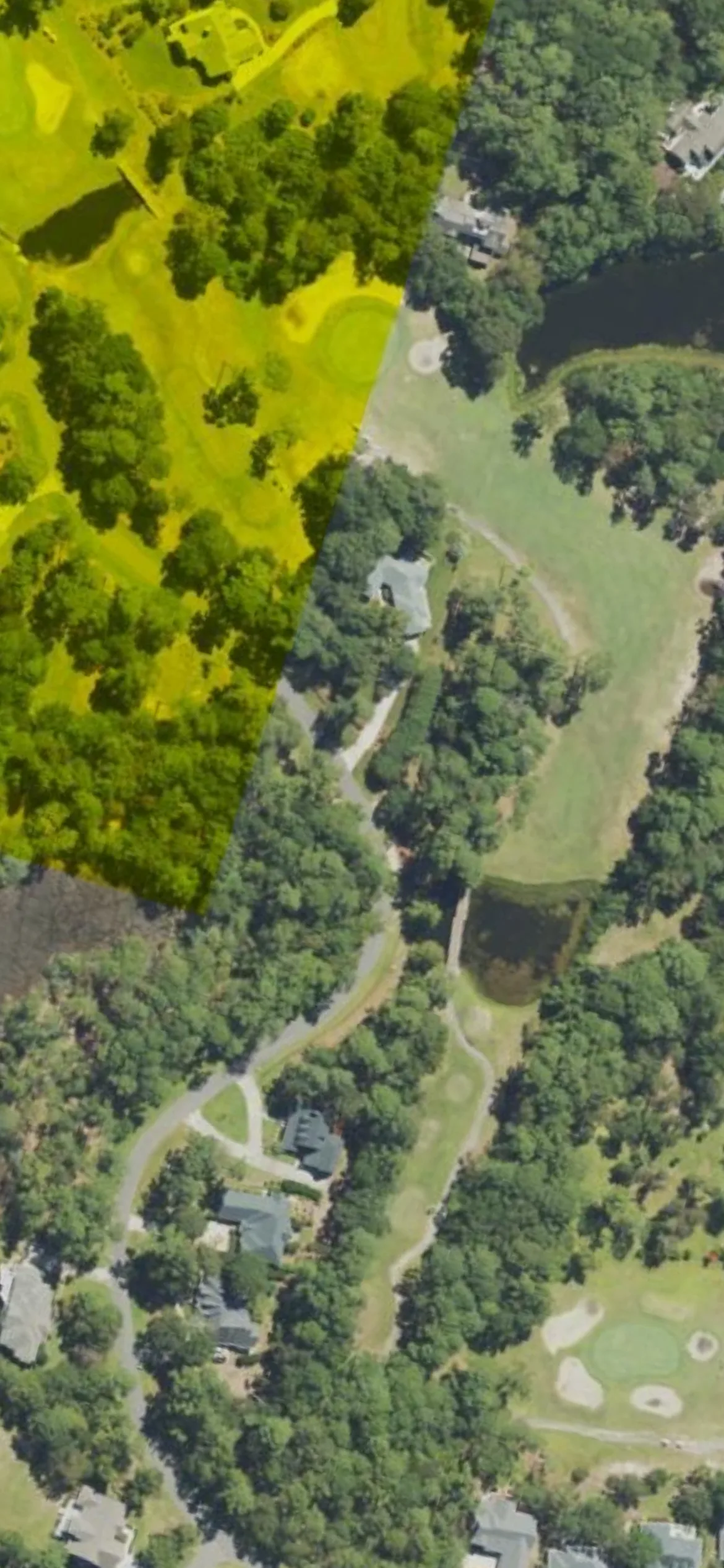 Lockwood Folly CC hole 15 aerial preview, par 4, 390 yards
