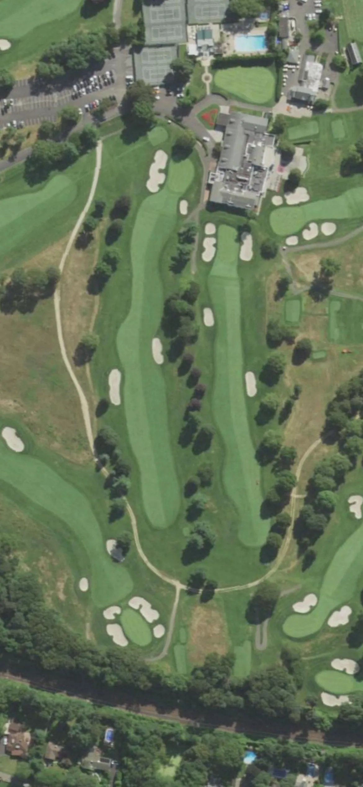 Glen Head Country Club hole 18 aerial preview, par 4, 461 yards