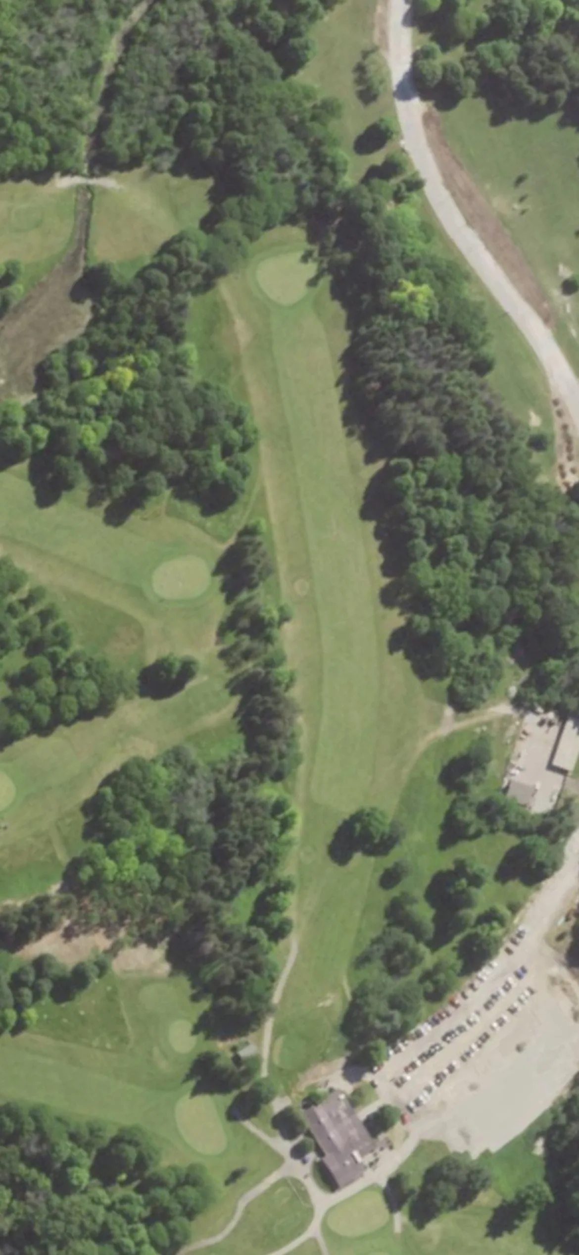 Dretzka Park GC hole 10 aerial preview, par 4, 455 yards